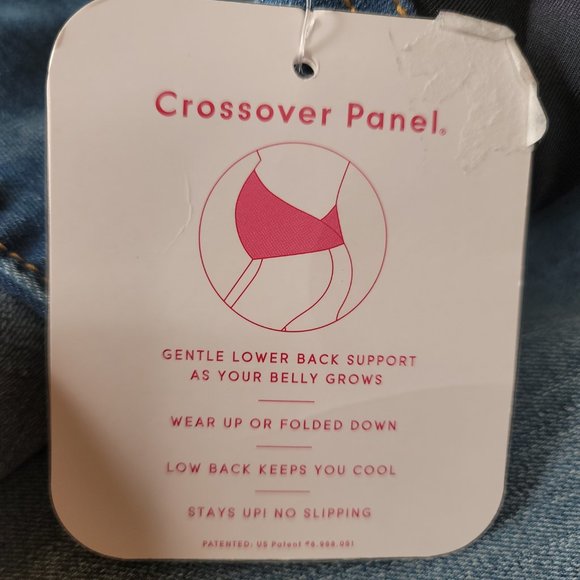 Isabel Maternity Women's Blue Cross Panel Skinny Crop Maternity Jeans - Picture 3 of 7